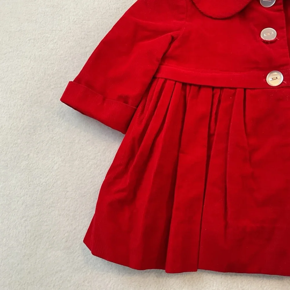 Vintage Baby Duds Of Oklahoma Red Corduroy Coat Jacket Girls Size 1T Lined
